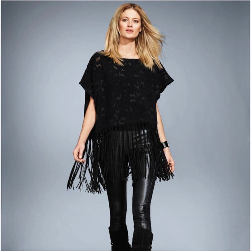 Black Fringe Poncho